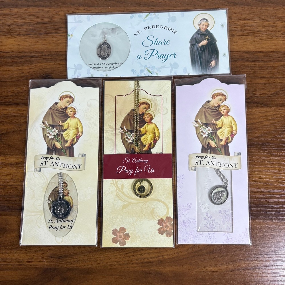 Christianity St Anthony Pray for us Medal Necklace First Communion‎ Lot 4